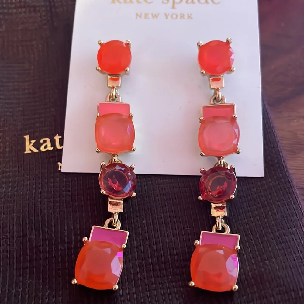🚨RARE🚨 Kate Spade Jewel Cushion Dangle Earrings Y2K Preppy Glam Dopamine